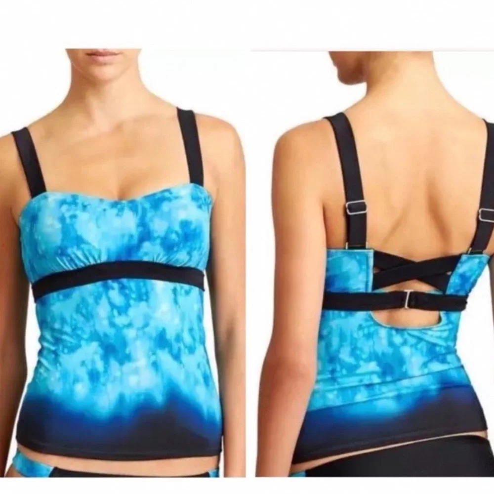 Athleta Blue Bali Pura tie dye blue tankini top &‎ Bali Dolphin Swim Bottoms SET - Picture 10 of 16